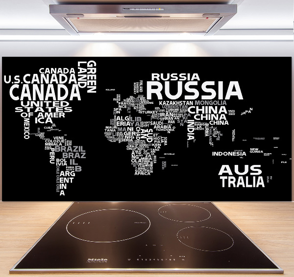 Panel para cocina Mapa del mundo con subtítulos