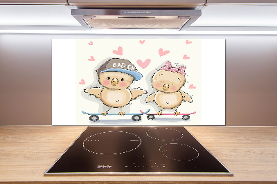 Panel lacobel Ptaki na deskorolce