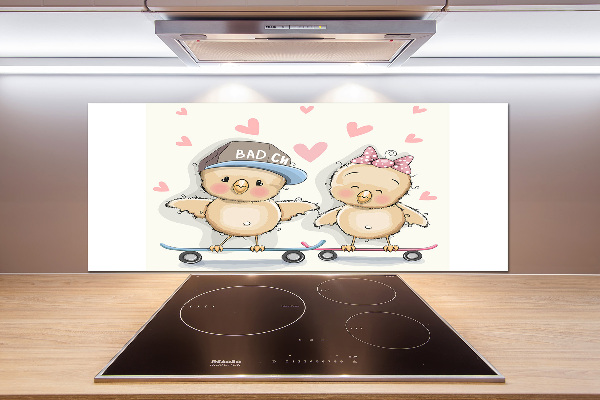 Panel antisalpicaduras Pájaros en una patineta