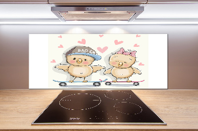 Panel antisalpicaduras Pájaros en una patineta