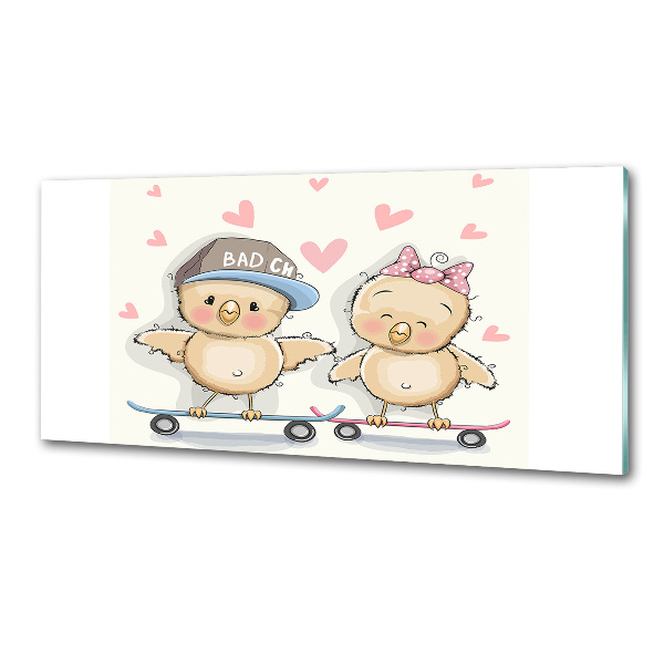 Panel antisalpicaduras Pájaros en una patineta