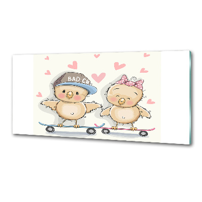 Panel antisalpicaduras Pájaros en una patineta