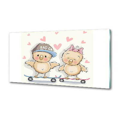 Panel antisalpicaduras Pájaros en una patineta