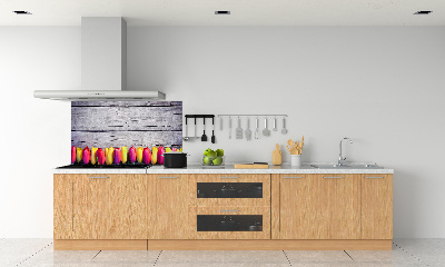 Panel para cocina Tulipanes sobre madera