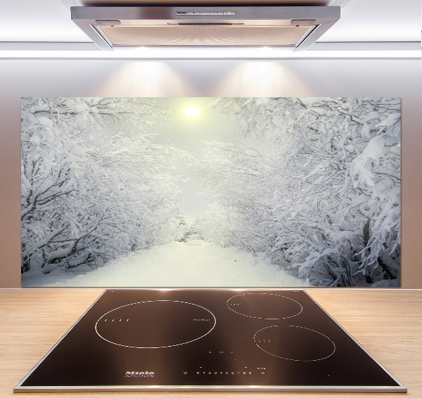 Panel antisalpicaduras Hermoso bosque en invierno