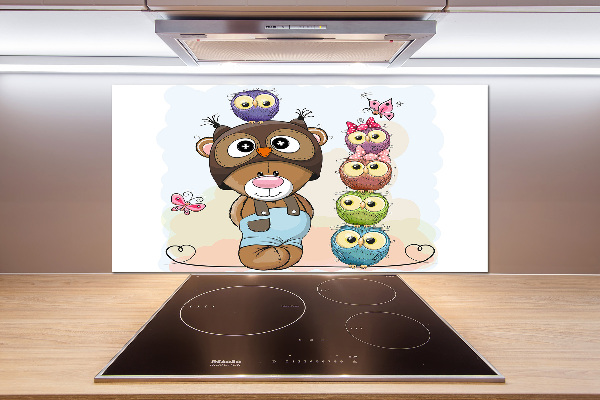 Panel para cocina Osito de peluche y búhos