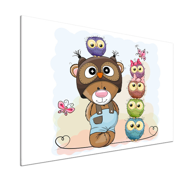 Panel para cocina Osito de peluche y búhos