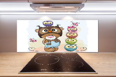 Panel para cocina Osito de peluche y búhos