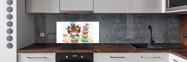 Panel para cocina Osito de peluche y búhos