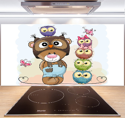 Panel para cocina Osito de peluche y búhos