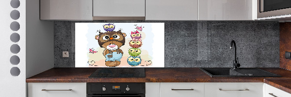 Panel para cocina Osito de peluche y búhos