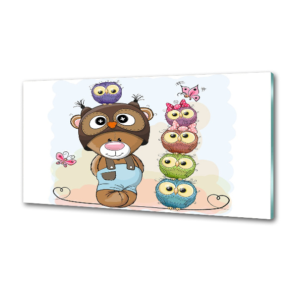 Panel para cocina Osito de peluche y búhos