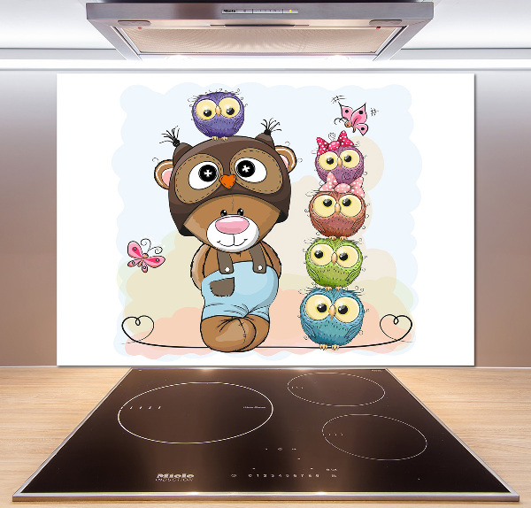 Panel para cocina Osito de peluche y búhos