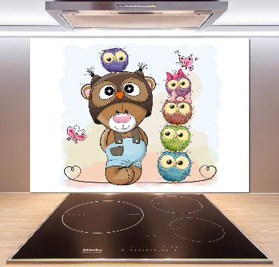 Panel para cocina Osito de peluche y búhos