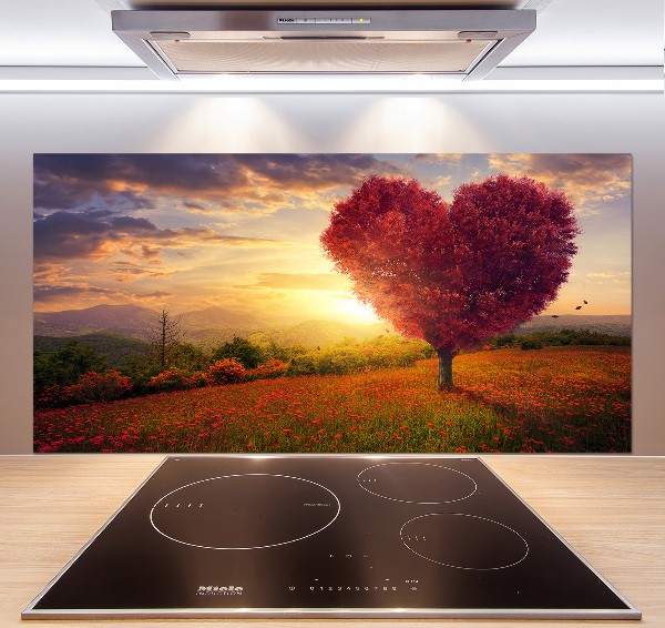 Panel de pared de cocina Corazón de campo de árbol