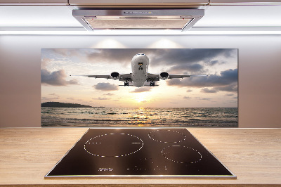 Salpicadero para cocina Un avión sobre el mar