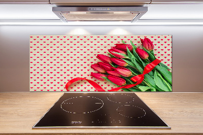 Panel de pared de cocina tulipanes en forma de corazón