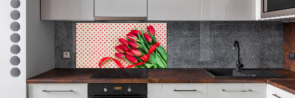 Panel de pared de cocina tulipanes en forma de corazón