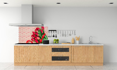 Panel de pared de cocina tulipanes en forma de corazón