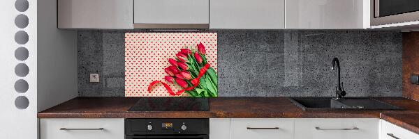 Panel de pared de cocina tulipanes en forma de corazón
