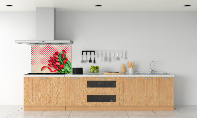 Panel de pared de cocina tulipanes en forma de corazón