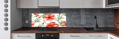 Panel de pared de cocina flores tropicales