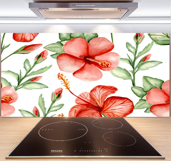 Panel de pared de cocina flores tropicales