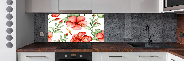 Panel de pared de cocina flores tropicales