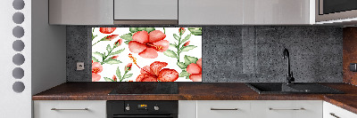 Panel de pared de cocina flores tropicales