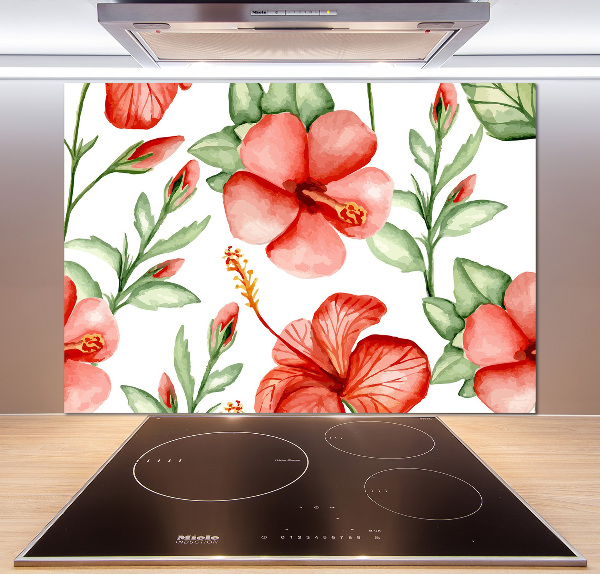 Panel de pared de cocina flores tropicales