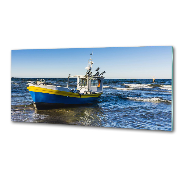 Panel de pared de cocina Un cúter en el mar