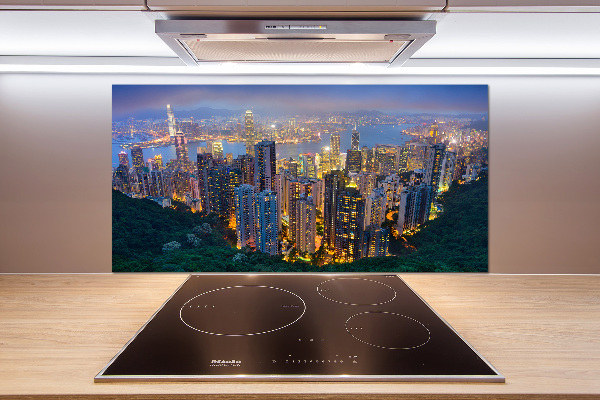 Salpicadero para cocina Hong Kong de noche