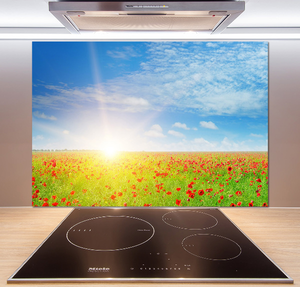 Panel para cocina Campo de amapolas