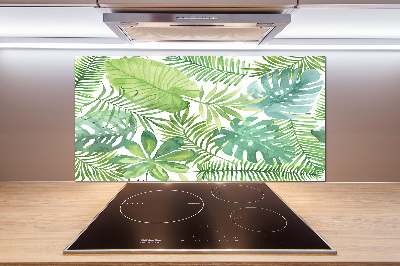 Panel para cocina hojas tropicales