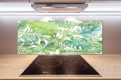 Panel para cocina hojas tropicales