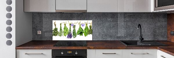 Panel de pared de cocina Hierbas en una cuerda