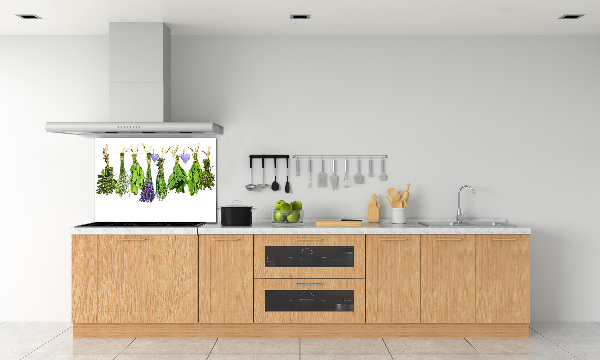 Panel de pared de cocina Hierbas en una cuerda
