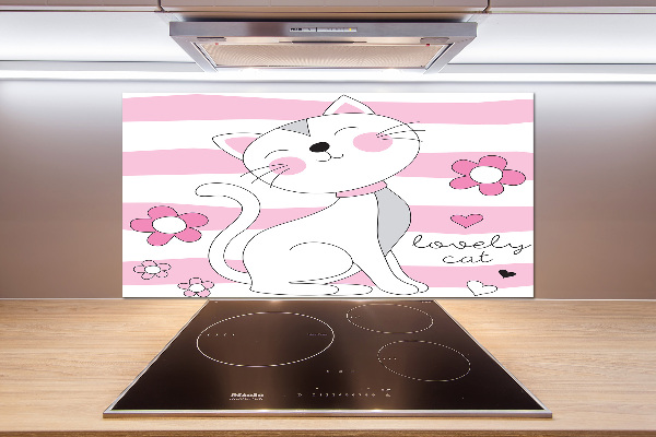 Salpicadero para cocina gato blanco