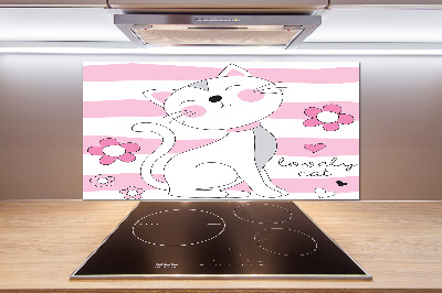 Salpicadero para cocina gato blanco