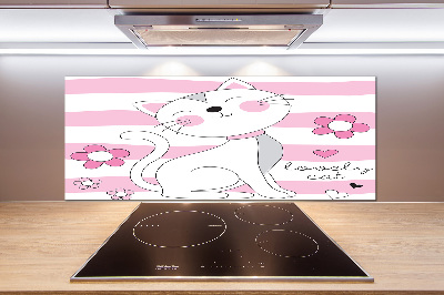 Salpicadero para cocina gato blanco