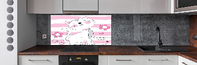 Salpicadero para cocina gato blanco