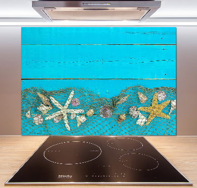 Panel de pared de cocina Estrellas de mar y conchas