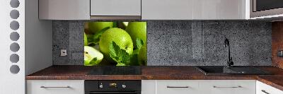 Panel de pared de cocina manzanas verdes
