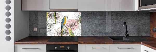 Salpicadero para cocina Loros y flores