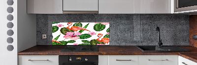Panel de pared de cocina Flamencos y plantas