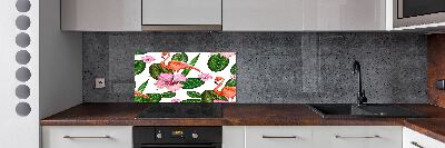Panel de pared de cocina Flamencos y plantas