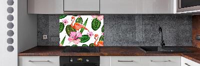 Panel de pared de cocina Flamencos y plantas