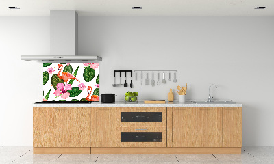 Panel de pared de cocina Flamencos y plantas
