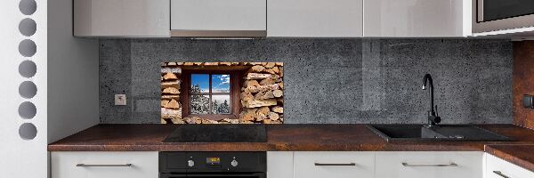 Panel para cocina El invierno fuera de la ventana