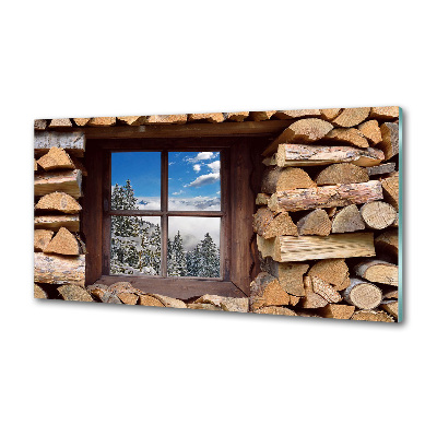 Panel para cocina El invierno fuera de la ventana